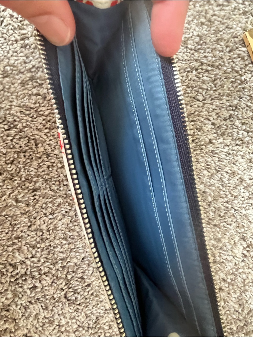 Coach Multicolor Signature C Zip Wristlet in Navy, Red, Tan, Cream. - Picture 6 of 9